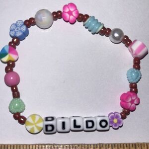 Handcrafted Beaded Stretch Bracelet Pink Y2K Aesthetic Novelty Gag Gift Jewelry